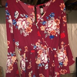 Red/floral wrap dress